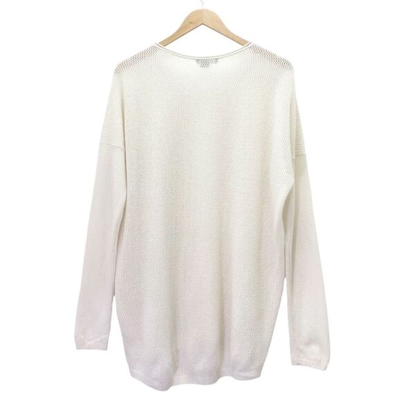 Vince 100% Cashmere Perforated Back Sweater Jumper in Winter White Cream Size XL - Picture 3 of 12